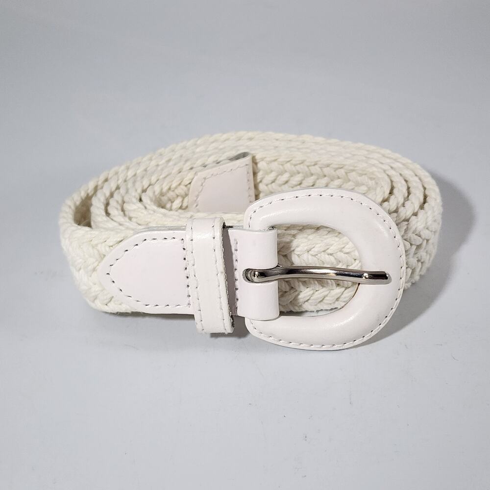 Vintage White Braided Cotton Belt Women's Medium Large